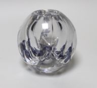 An Orrefors glass Grall fish vase by Edward Hald, signed to the base, 12cm high