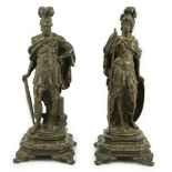 After Auguste Moreau (French, 1834-1917). A pair of 19th century bronze figures representing