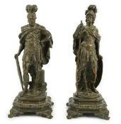 After Auguste Moreau (French, 1834-1917). A pair of 19th century bronze figures representing