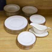 Royal Worcester Chancellor porcelain dinner service including side plates, soup bowls and sauce