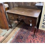 An 18th century style banded mahogany kneehole dressing table, width 107cm, depth 57cm, height 90cm