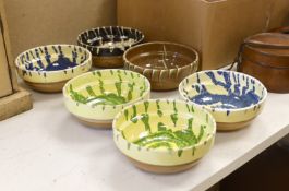 Six French slipware bowls, each 16cm in diameter