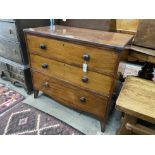 A Regency mahogany chest of three drawers, raised on bracket supports, width 96cm, depth 53cm,