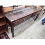 An 18th century oak low dresser, fitted two drawers, width 168cm, depth 45cm, height 78cm