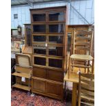 A Globe Wernicke style mahogany seven section secretaire bookcase, length 89cm, depth 29cm, height