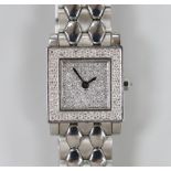 A lady's stainless steel Barthelay 'Les Sloanes' diamond set quartz wrist watch, no box or papers.