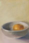 Michelle Maddox, oil on paper, Still life of a Clementine in a bowl, inscribed and signed verso