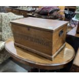 A small 19th century elm chest, the front with carved monogram JD and dated 1836, width 66cm,