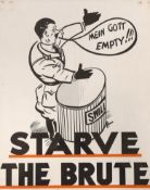 A propaganda poster ‘Starve The Brute’, Survey Training Centre after H Morgan, 1941, 55x43cm