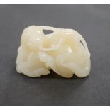 A Chinese white jade ram and monkey, 6cm