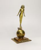 An Art Deco novelty brass table-lighter, nude female, 20cm high