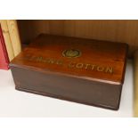 A retailer’s walnut counter box advertising 'J. & P. Coats Limited Sewing Cotton', two drawers
