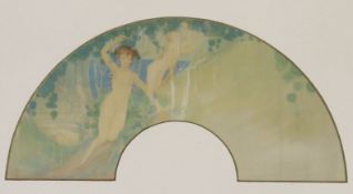 Leon Victor Solon (b.1872) - watercolour, Design for a fan leaf, 33cm x 16cm