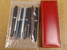 Various pens and pencils including Sterling silver yard o' led