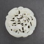 A Chinese white jade ‘deer’ pendant, 5.5cm