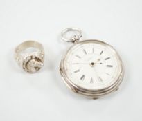 A late Victorian silver open faced keywind chronograph pocket watch, by Weber of Leeds, together