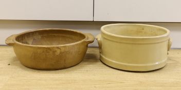 Two circular stoneware bowls including a Moira Pottery example with stamp to the base, the largest