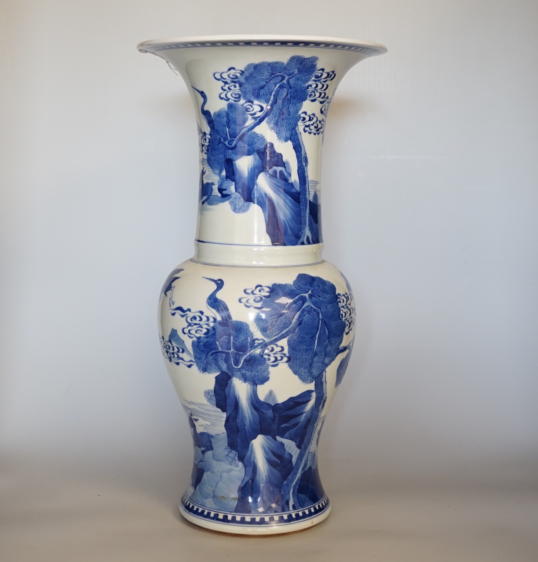 A large Chinese blue and white yen-yen vase, 46cm high