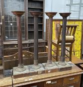 Two pairs of mahogany fluted columns / pedestals, height 91cm