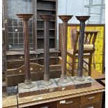 Two pairs of mahogany fluted columns / pedestals, height 91cm