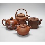 Four Chinese Yixing large terracotta teapots Provenance- from a collection of Yixing pottery