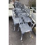 A set of six aluminium garden elbow chairs