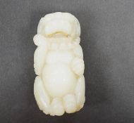 A Chinese white jade lion dog, 7cm