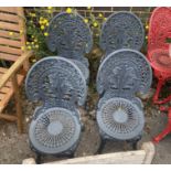 Four Victorian style painted aluminium garden chairs