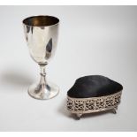 A Victorian silver goblet, Mappin & Webb, London, 1876, 17cm, a George V pierced silver mounted