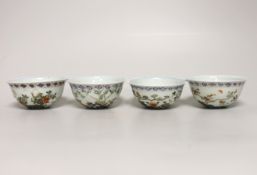 A set of four Chinese enamelled teabowls, 8.5cm diameter