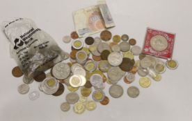 A quantity of old coins and 15 £1 bank notes and two 10/- notes