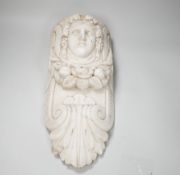 A 19th century carved marble architectural mount, 44cm high