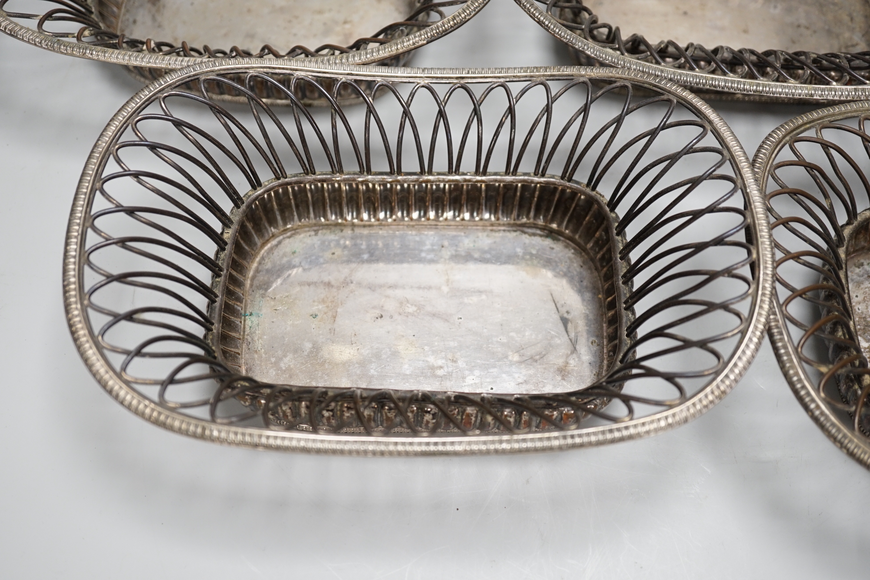 Four silver plated wire-work baskets, each 21cm wide - Image 2 of 3