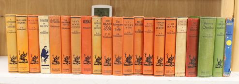 P. G. Wodehouse hardback books, cloth, most published by Herbert Jenkins. Full Moon in dust-