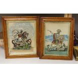 Two early 19th century hand coloured tinsel prints, St George and The Dragon and Mr Cooper as