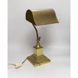 An early 20th century brass desk lamp, 45cm