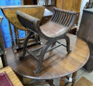 An Edwardian beech 'X' frame dressing stool, width 58cm, height 60cm, together with a small 1920's