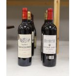 Twelve bottles of wine including Margaux Chateau Giscours 1975, Margaux Chateau Deyrem Valentin