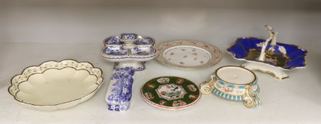 A quantity of various Victorian ceramics including a Wedgwood Queensware dish, 26cm