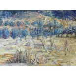 Avner Moriah (b. 1953, Israeli) Abstract oil on canvas, Mountainous landscape, inscribed verso A.