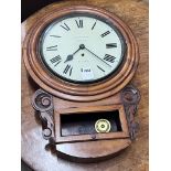 A Victorian drop dial wall clock with later movement, height 62cm