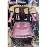 A late Victorian patent barber's chair, width 59cm, depth 62cm, height 100cm