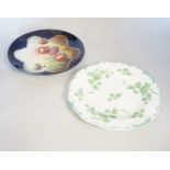 A set of five fruit-printed dessert plates, 22cm, and an ivy leaf dessert set