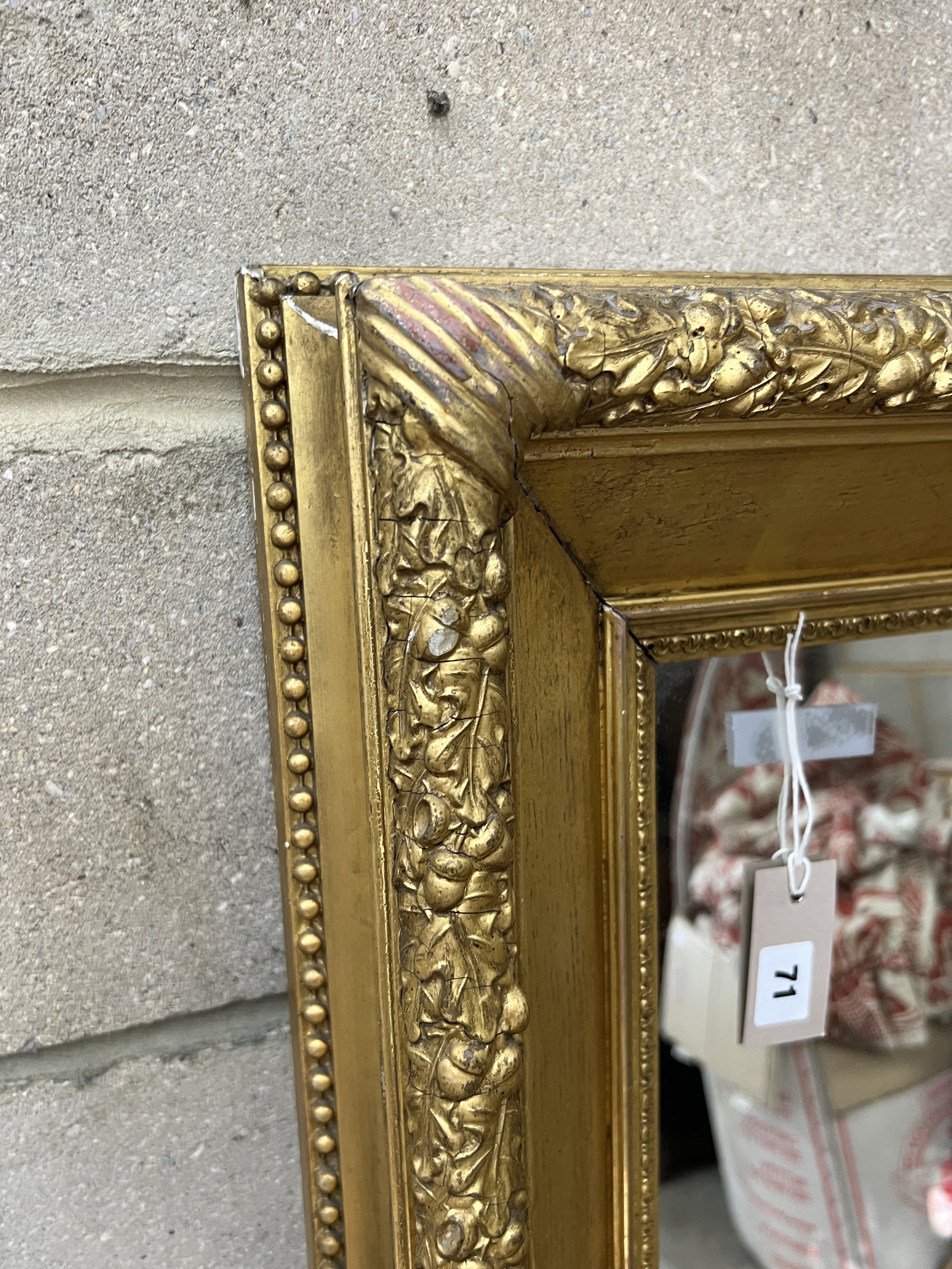A Victorian rectangular giltwood and composition picture frame now as a wall mirror, width 93cm, - Image 3 of 4