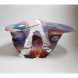 A large Murano multi coloured Art glass vase, indistinctly signed, 43cm wide x 22cm high x 23 deep