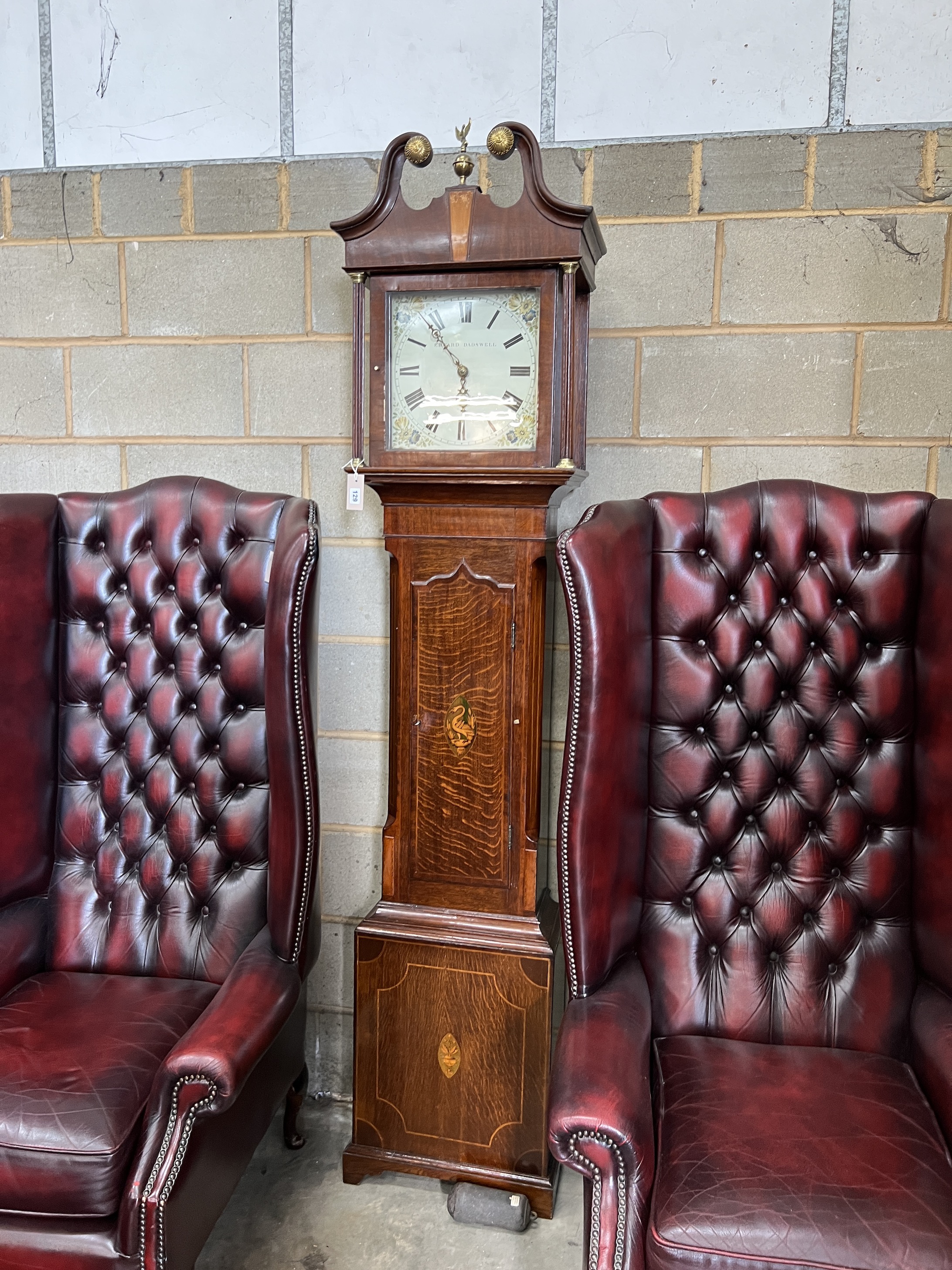 An early 19th century inlaid oak thirty hour longcase clock, the painted dial marked Edward - Image 2 of 4