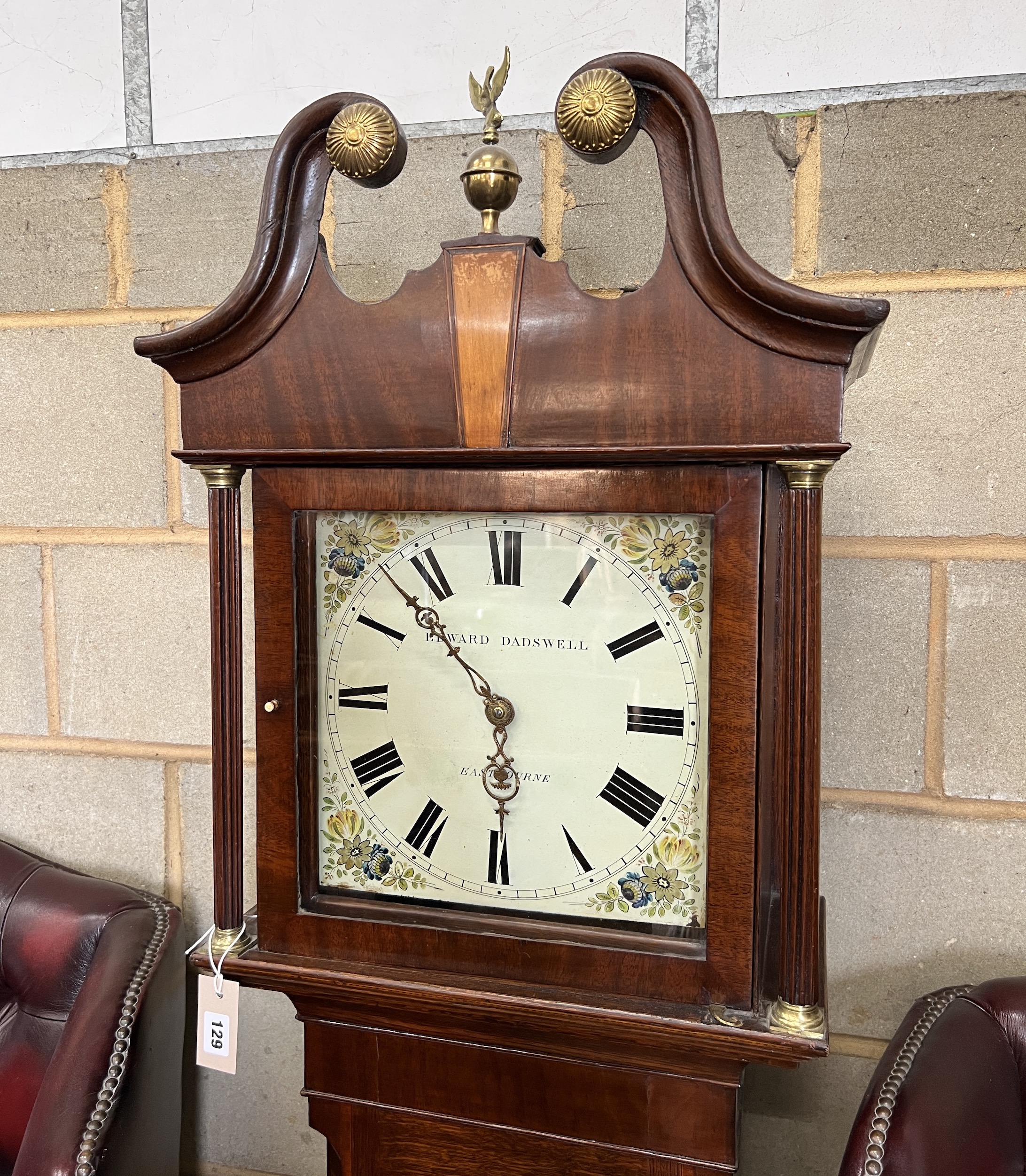 An early 19th century inlaid oak thirty hour longcase clock, the painted dial marked Edward