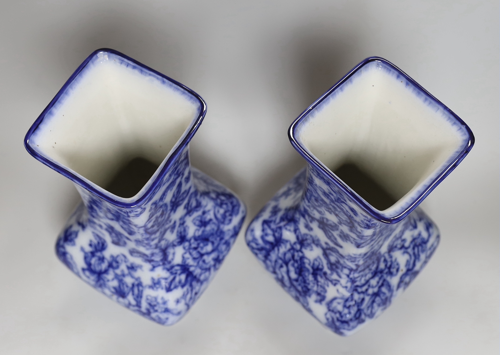 A pair of Losol ware blue and white vases, a slipware jug, a faience candle holder and a Chinese tea - Image 5 of 6