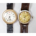A gentleman's 1940's steel Rolex Sky Rocket Shock Proof manual wind wrist watch, case diameter