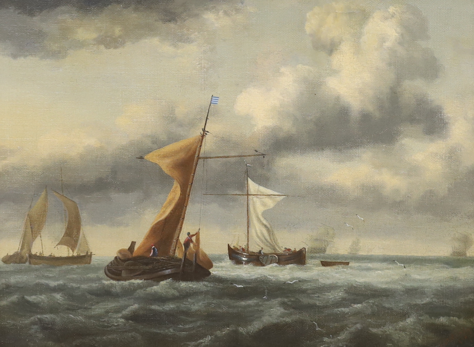 Robert Malcolm (19th century) Maritime interest oil on canvas, Figures in boats, signed and dated